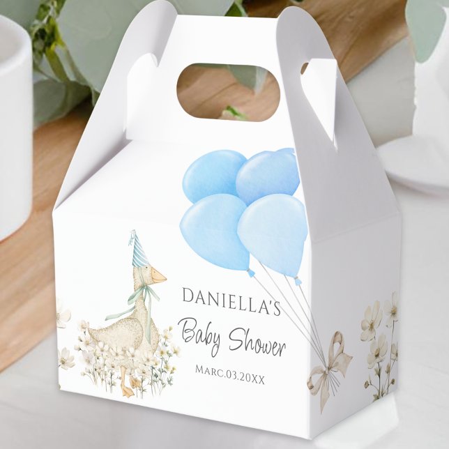 Watercolor Little Goose Boy Baby Shower Favor Boxes (Creator Uploaded)