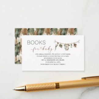 Watercolor little hunter baby shower books for b Enclosure Card