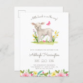 Watercolor Little Lamb Spring Meadow Baby Shower Invitation Postcard (Front/Back)