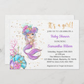 Watercolor Little Mermaid Baby Shower Invitation (Front/Back)