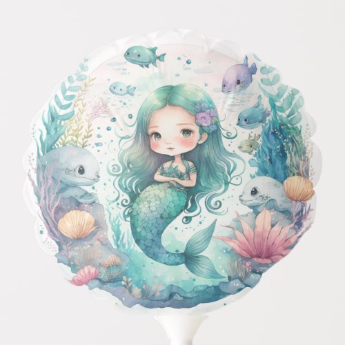 Watercolor Little Mermaid Balloon