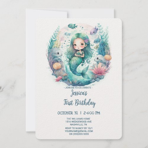 Watercolor Little Mermaid Invitation