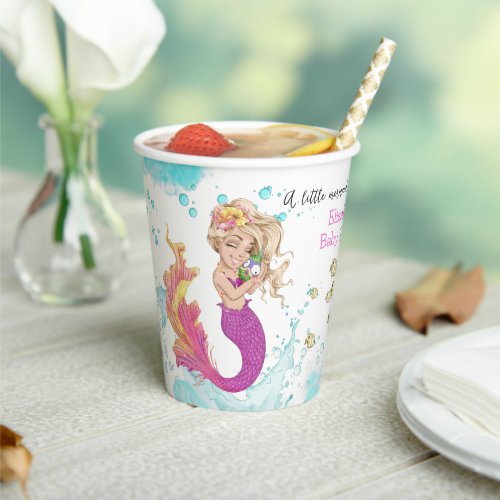 Watercolor Little Mermaid Twins Baby Shower Paper Cups