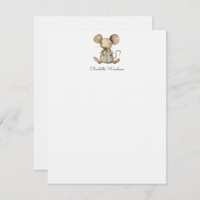 Watercolor Little Mouse Kids Note Card (Front/Back)