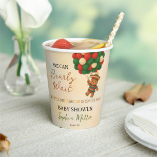 Watercolor Little Muchacho Bear Baby Shower Fiesta Paper Cups