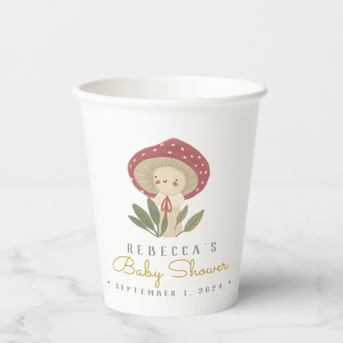 Watercolor Little mushroom Baby Shower Paper Cups