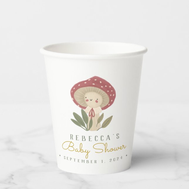 Watercolor Little mushroom Baby Shower Paper Cups (Front)
