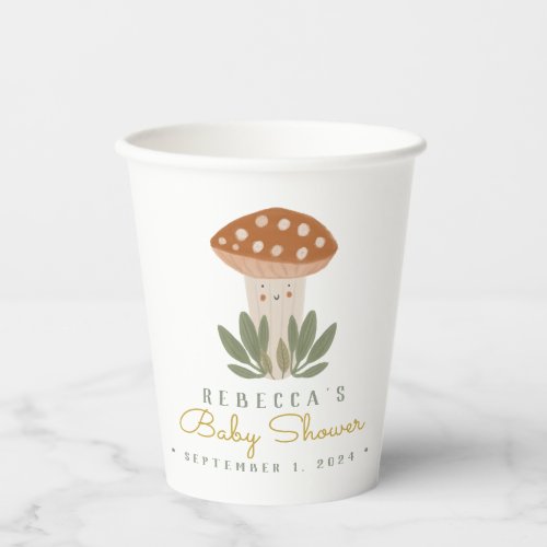 Watercolor Little mushroom Baby Shower Paper Cups