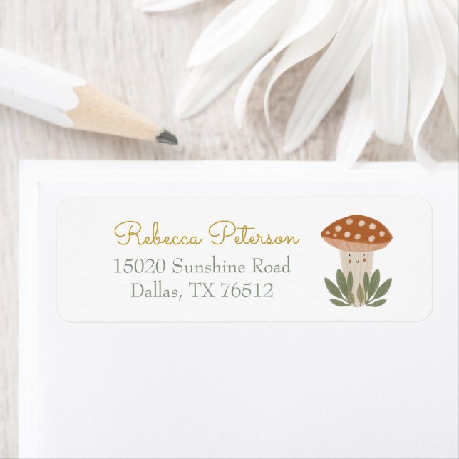 Watercolor Little mushroom label (Insitu)