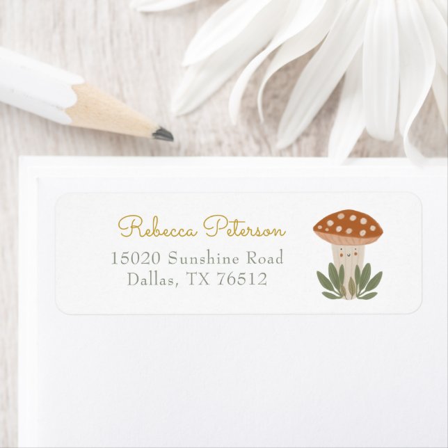 Watercolor Little mushroom label (Insitu)