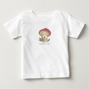 Watercolor Little mushroom name Baby Bodysuit
