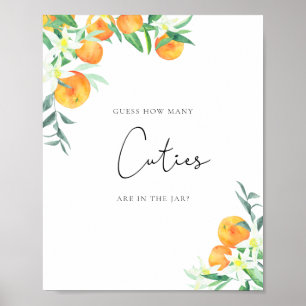 Watercolor little oranges, guess how many cuties poster