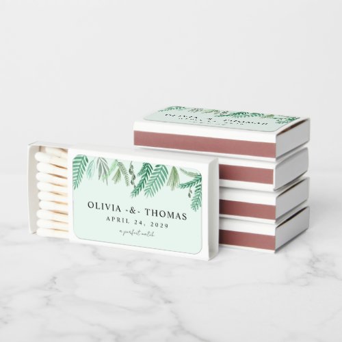 Watercolor Little Palm Destination Wedding  Matchboxes