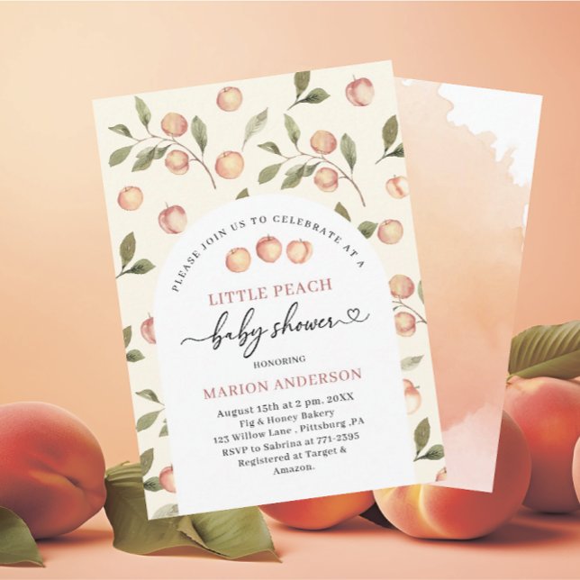 Watercolor Little Peach Baby shower  InvInvitation Invitation (Creator Uploaded)