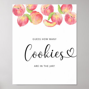 Watercolor little peach guess how many cookies poster