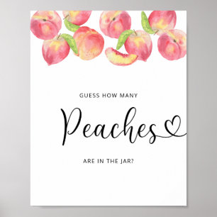 Watercolor little peach guess how many peaches poster