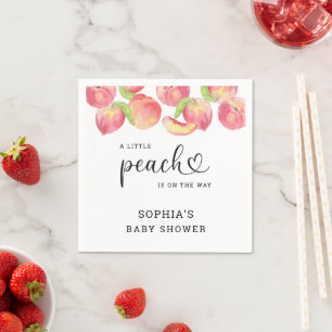 Watercolor Little peach is on the way baby shower Napkins