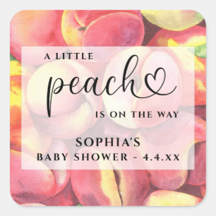 Watercolor Little peach is on the way baby shower Square Sticker