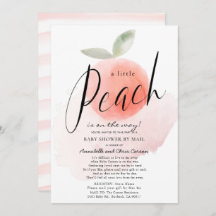 Watercolor Little Peach Pink Baby Shower by Mail Invitation