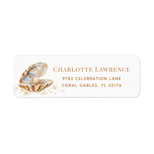 Watercolor Little Pearl Clam Shell Return Address  Label