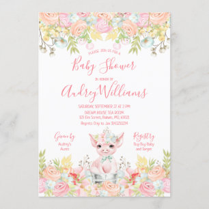Watercolor Little Piggy Baby Shower Invitation