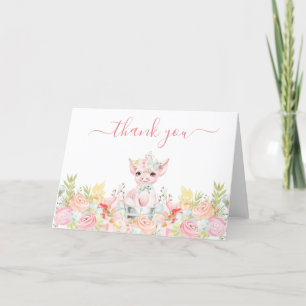 Watercolor Little Piggy Baby Shower Letterpress Thank You Card