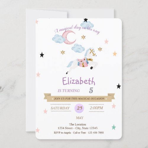 Watercolor Little Pony Birthday Invitation