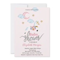Watercolor Little Pony Pink Baby Shower Invitation