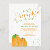 Watercolor Little Pumpkin Fall Baby Shower Invitation (Front/Back)