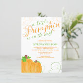 Watercolor Little Pumpkin Fall Baby Shower Invitation (Standing Front)
