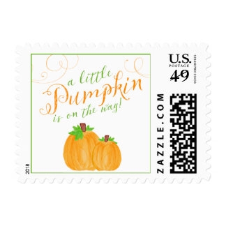 Watercolor Little Pumpkin Fall Baby Shower Postage