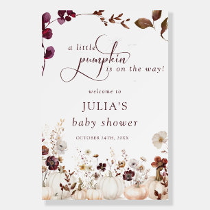 Watercolor Little Pumpkin   Fall Baby Shower Sign