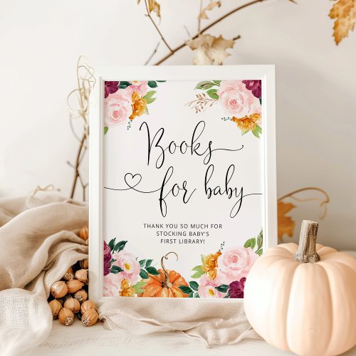 Watercolor little pumpkin fall books for baby poster