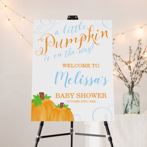 Watercolor Little Pumpkin Fall Boy Baby Shower Foam Board