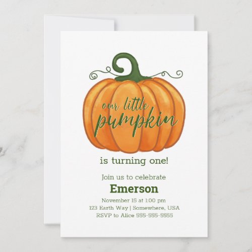 Watercolor Little Pumpkin Invitation