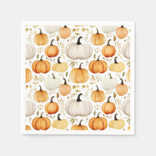 Watercolor Little Pumpkin Patterned Napkins