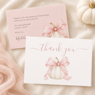 Watercolor Little Pumpkin Pink Baby Girl Shower Thank You Card