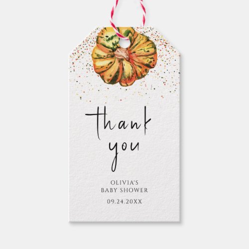 Watercolor little pumpkin thank you tag