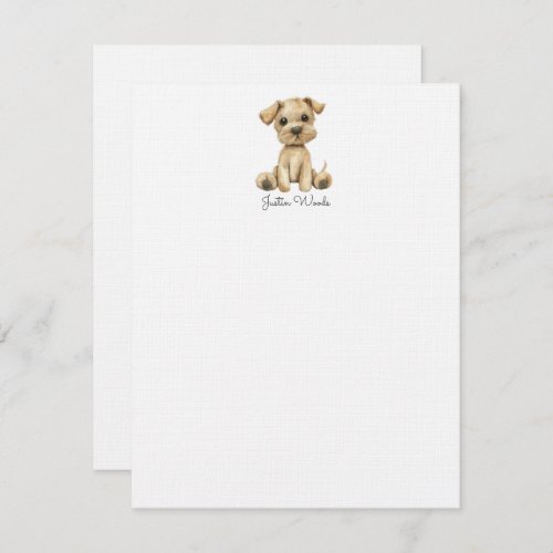 Watercolor Little Puppy Dog Personalized Note Card