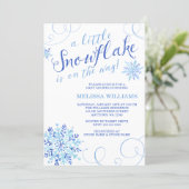 Watercolor Little Snowflake Boy Winter Baby Shower Invitation (Standing Front)