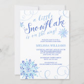 Watercolor Little Snowflake Boy Winter Baby Shower Invitation (Front)