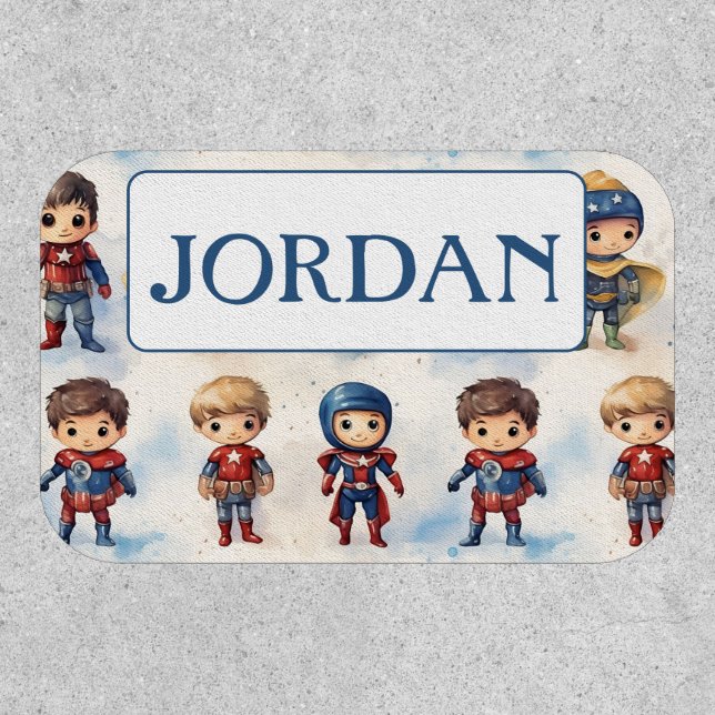 Watercolor Little Super Heroes Kids - Customizable Patch (Front)