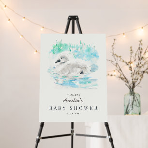 Watercolor Little Swan Baby Shower Poster