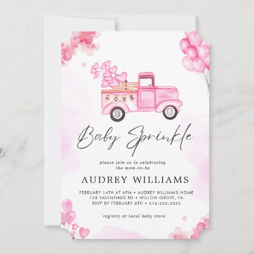 Watercolor Little Sweetheart Pink Baby Sprinkle Invitation