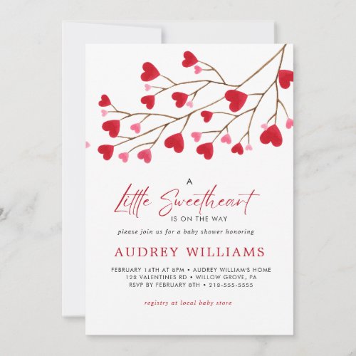 Watercolor Little Sweetheart Pink Car Baby Shower Invitation