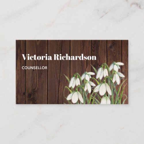 Watercolor Little White Snow Drops Illustration Business Card