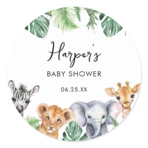 Watercolor Little Wild One Safari Baby Shower Classic Round Sticker
