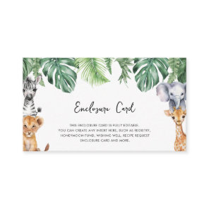 Watercolor Little Wild One Safari Baby Shower Enclosure Card