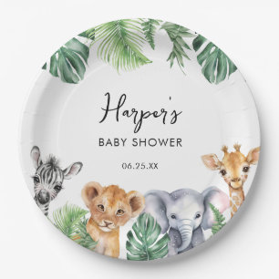 Watercolor Little Wild One Safari Baby Shower Paper Plates