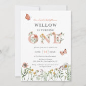 Watercolor Little Wildflower 1st Birthday Invitation (Front)